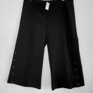 Black Cropped Culottes with Button Detail